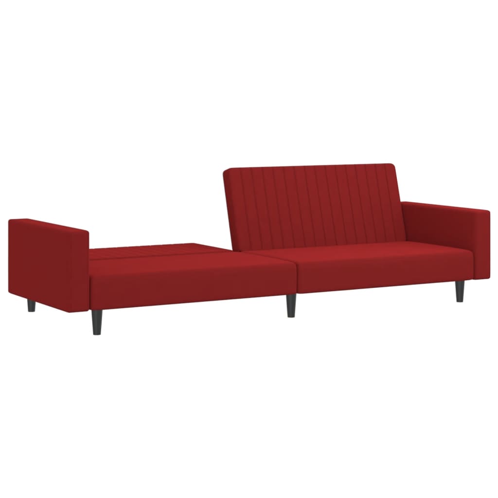 2-seater sofa bed in red velvet
