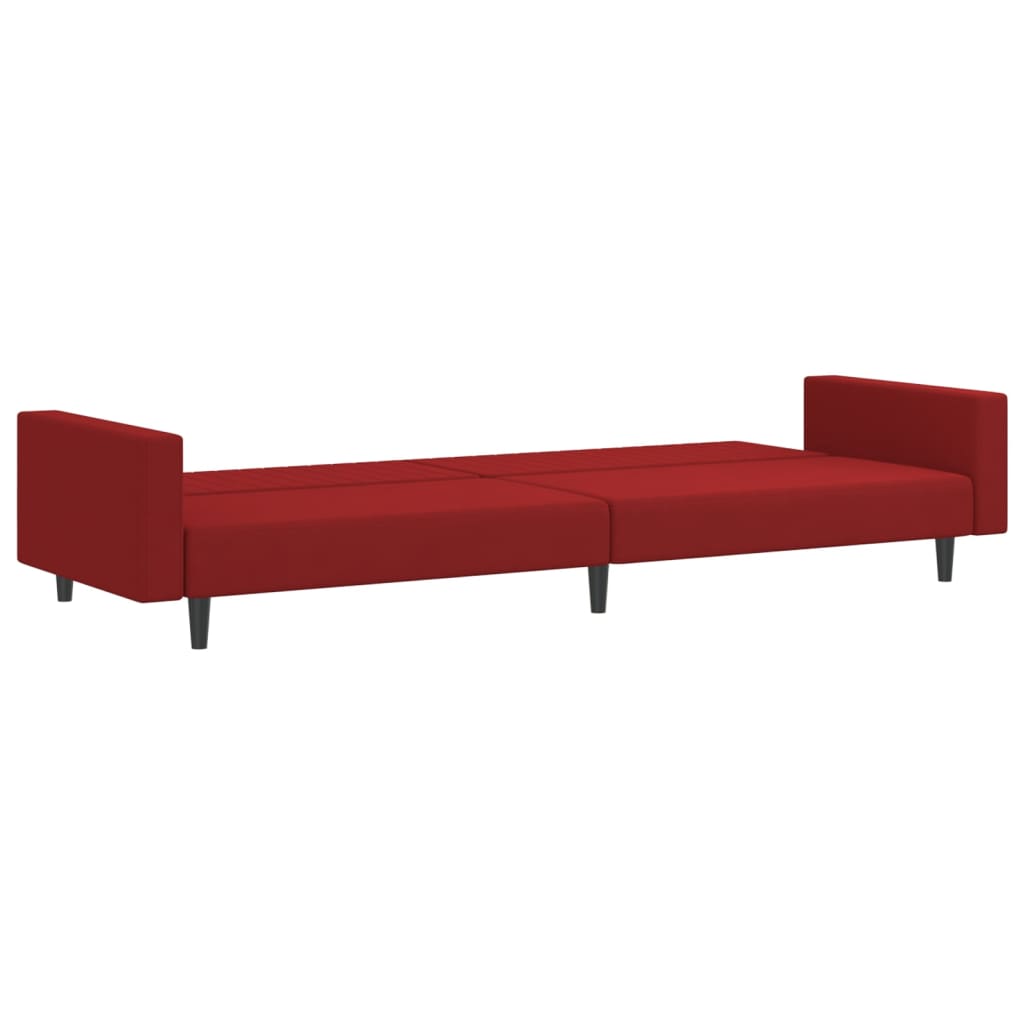 2-seater sofa bed in red velvet