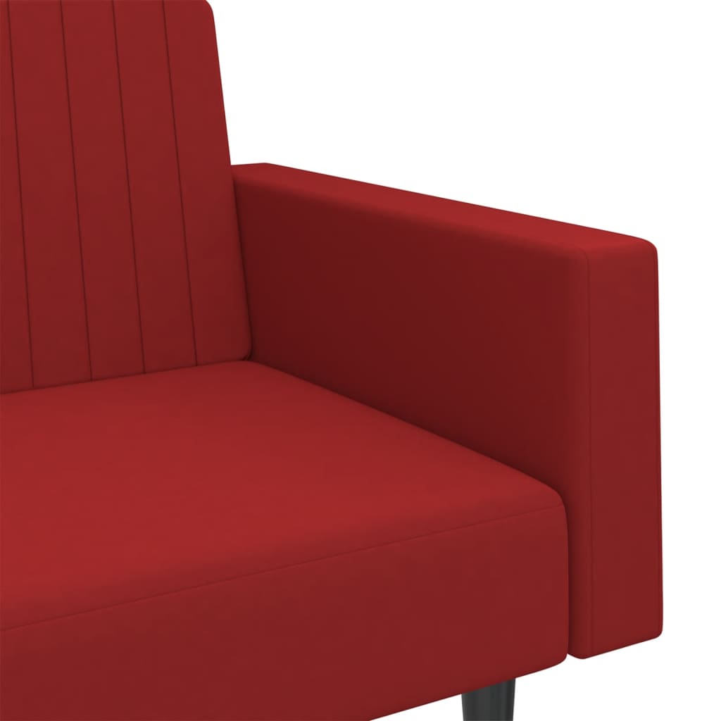 2-seater sofa bed in red velvet