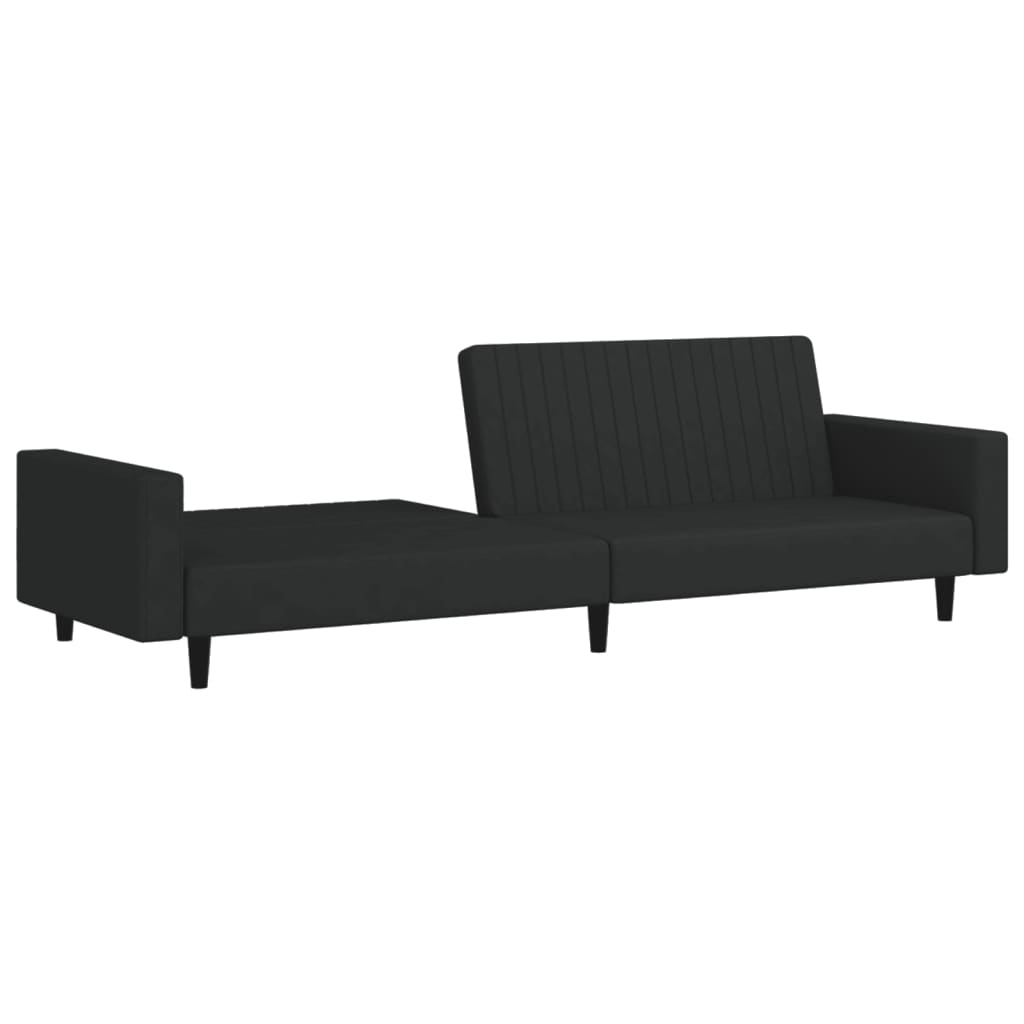 2-seater black velvet sofa bed