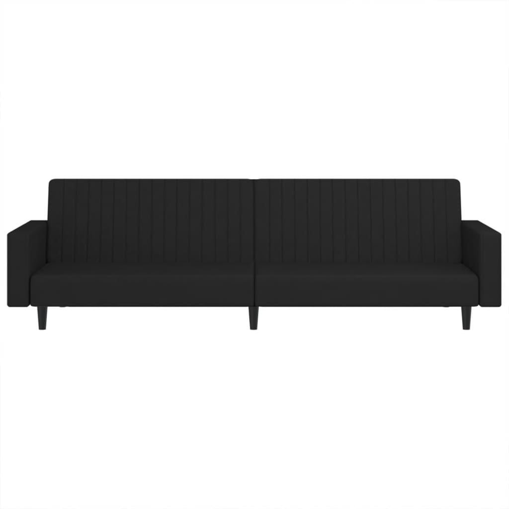 2-seater black velvet sofa bed