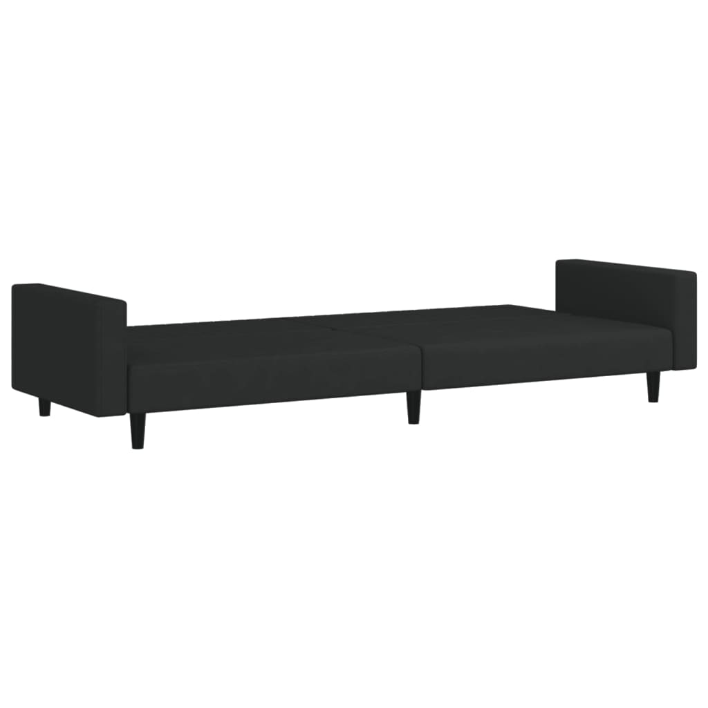 2-seater black velvet sofa bed