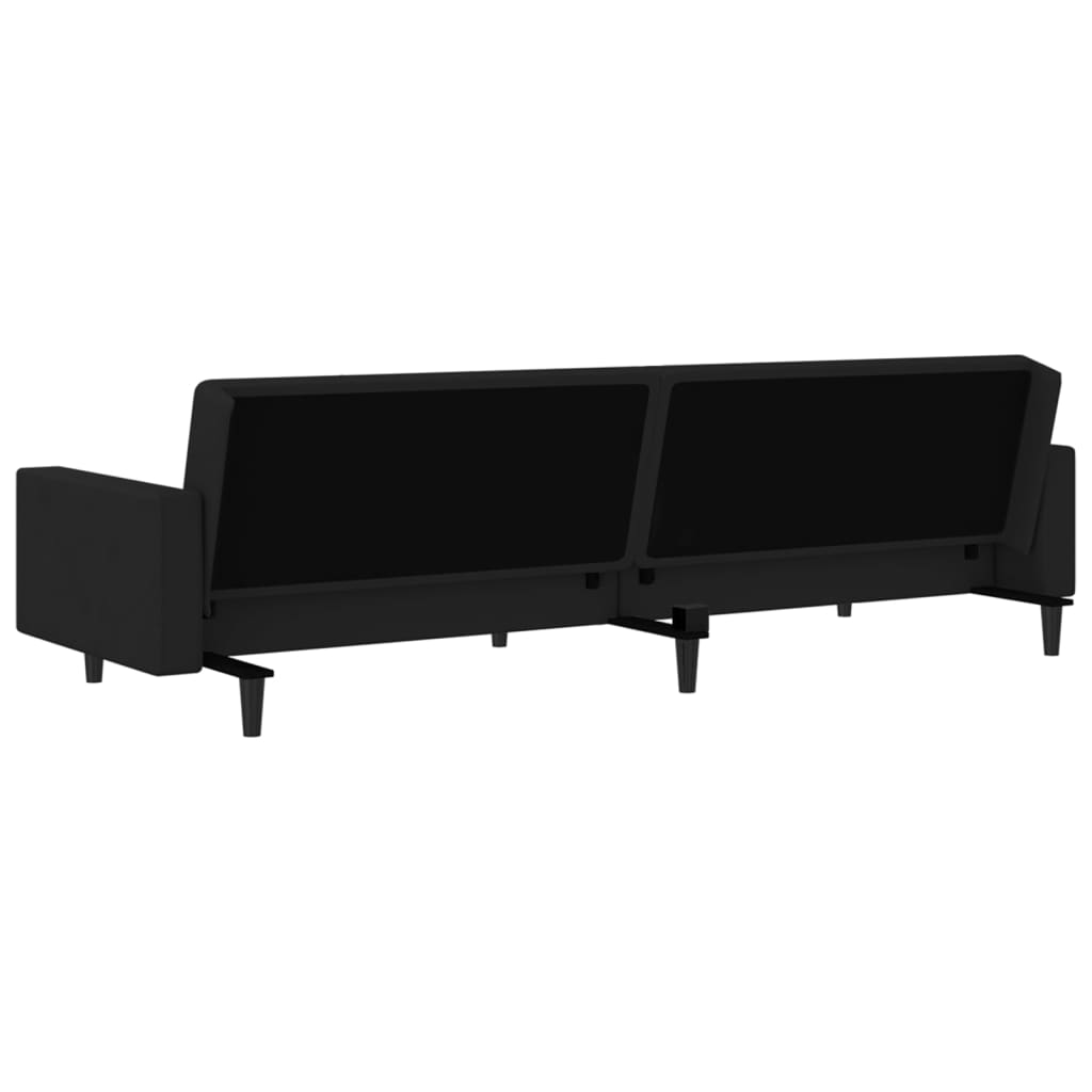 2-seater black velvet sofa bed