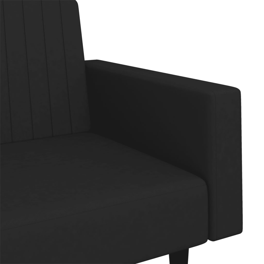 2-seater black velvet sofa bed