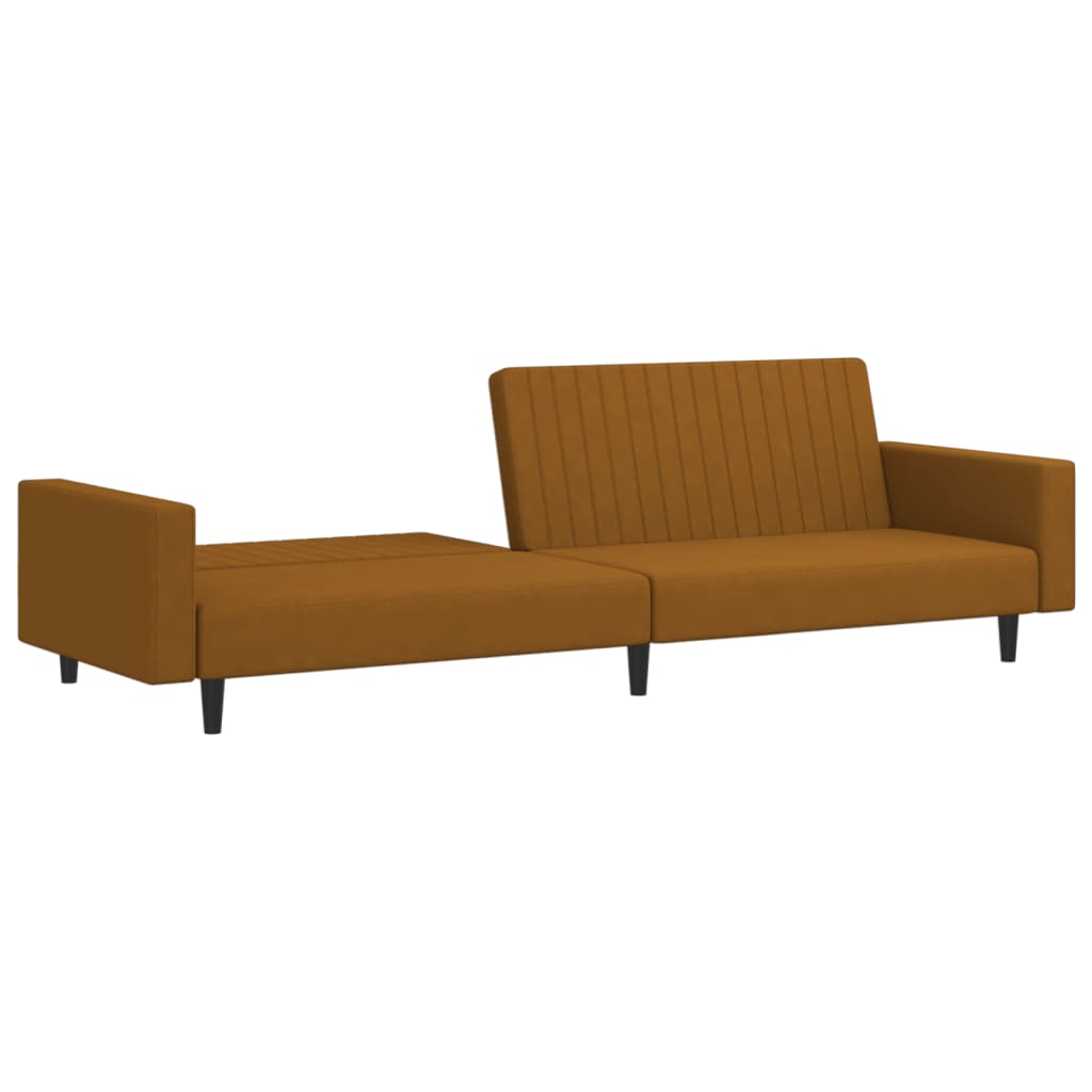 2-seater brown velvet sofa bed