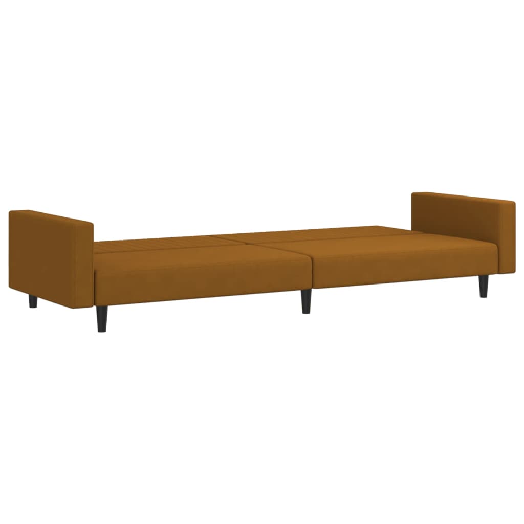 2-seater brown velvet sofa bed