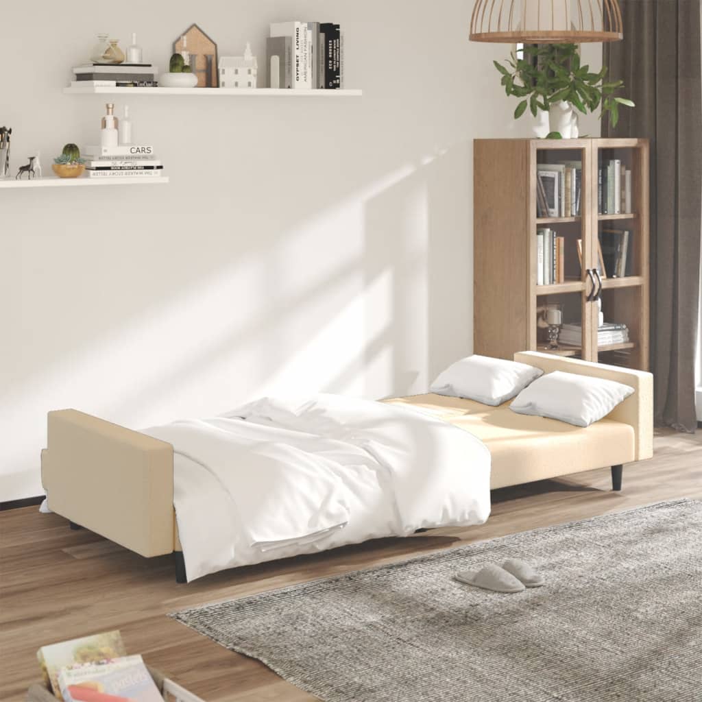 2-seater cream velvet sofa bed