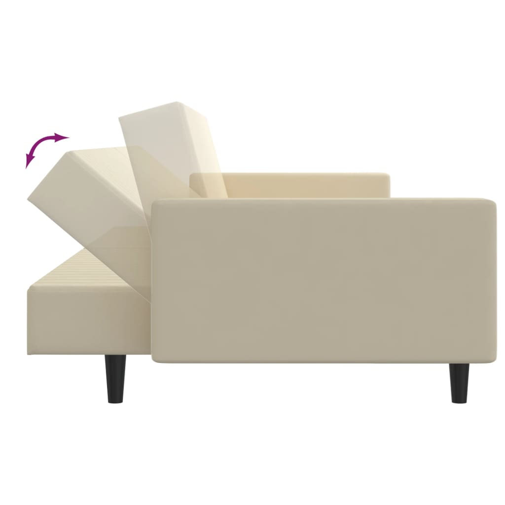 2-seater cream velvet sofa bed