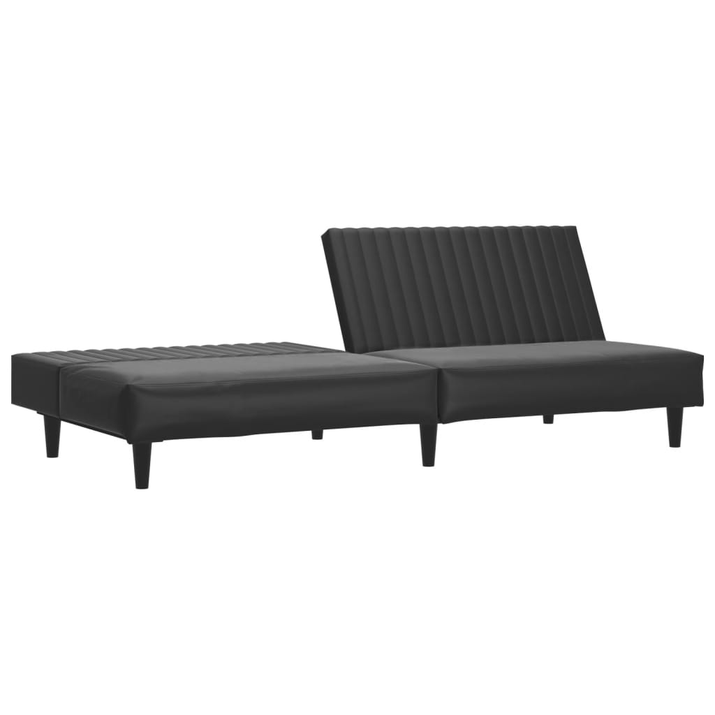 2-seater sofa bed in black faux leather