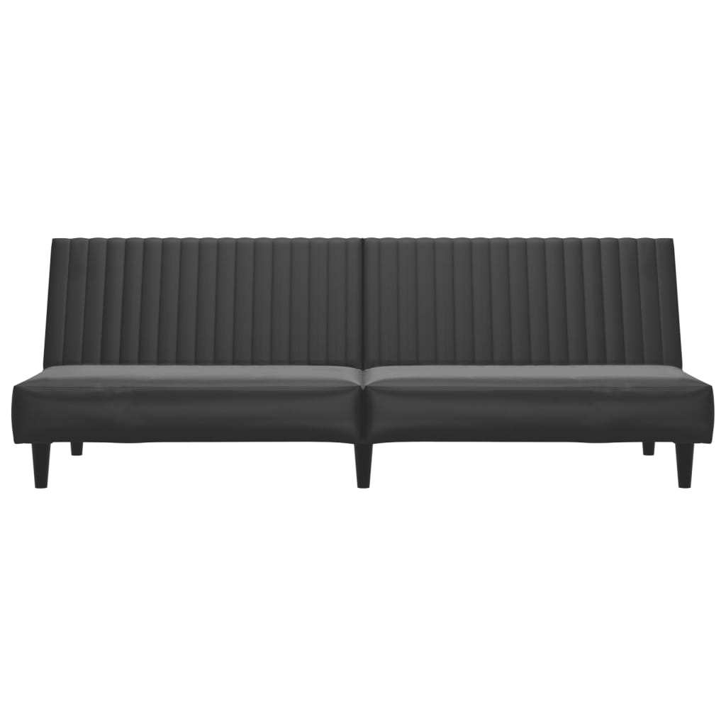 2-seater sofa bed in black faux leather