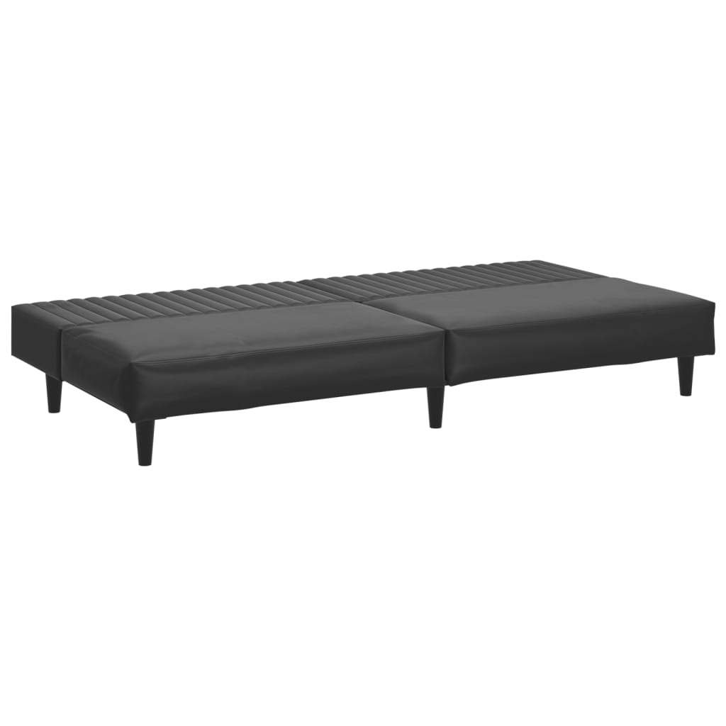 2-seater sofa bed in black faux leather