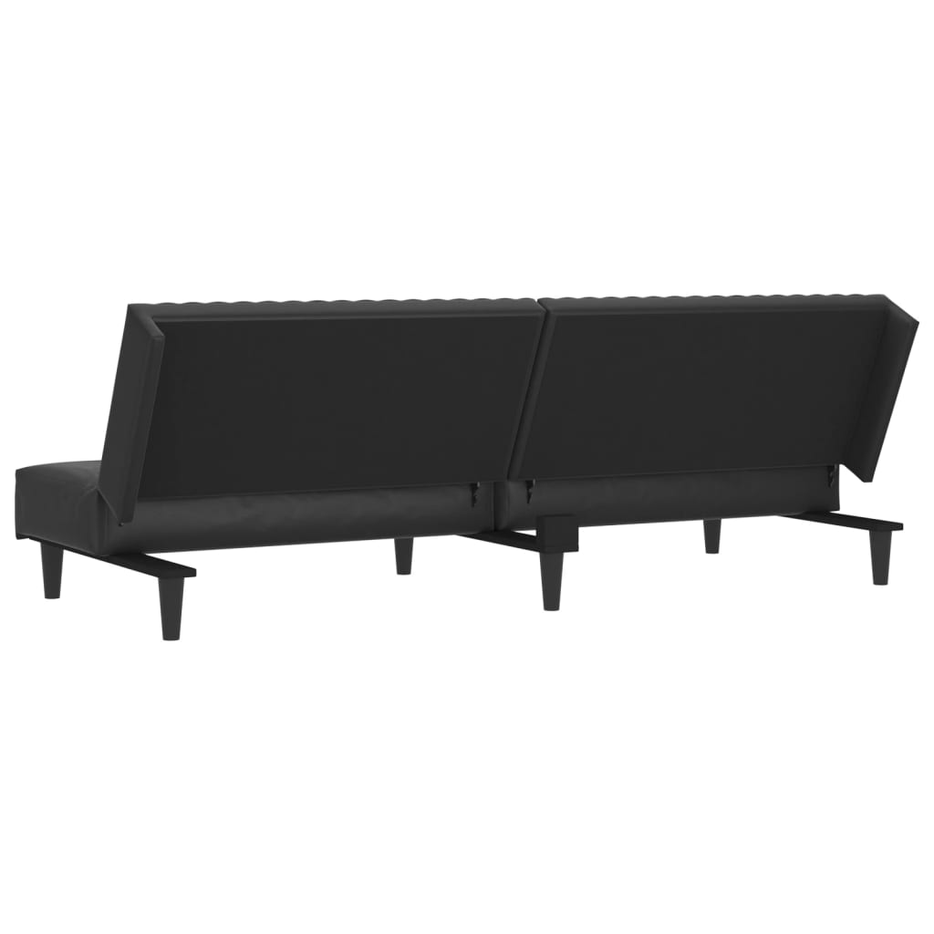 2-seater sofa bed in black faux leather