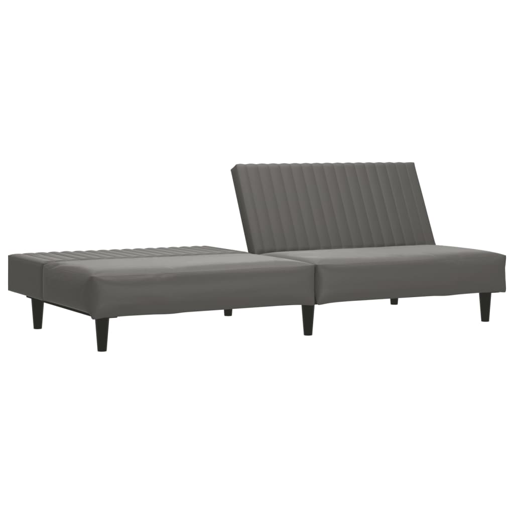 2-seater sofa bed in grey faux leather