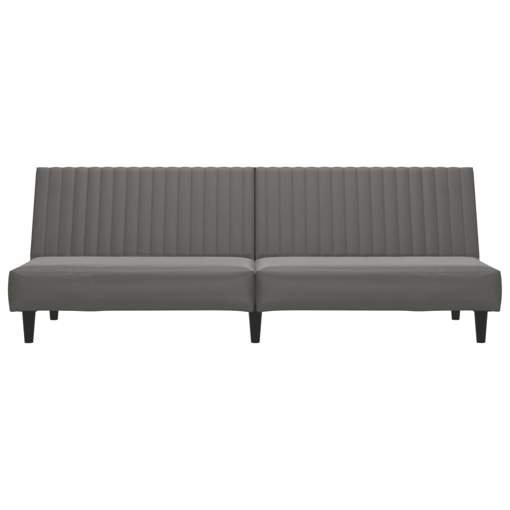 2-seater sofa bed in grey faux leather