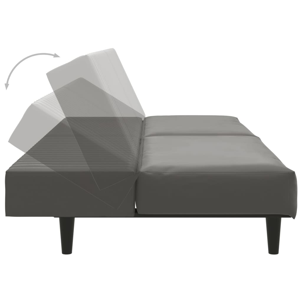 2-seater sofa bed in grey faux leather