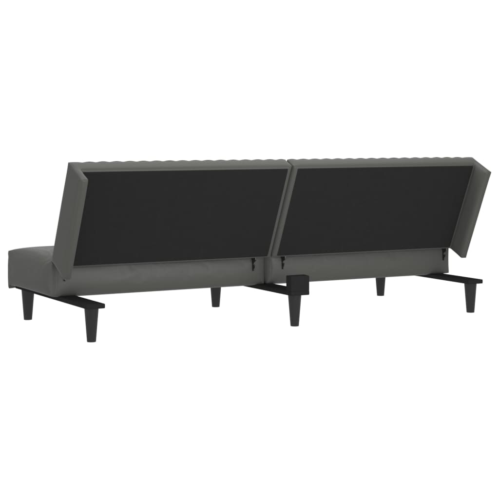 2-seater sofa bed in grey faux leather