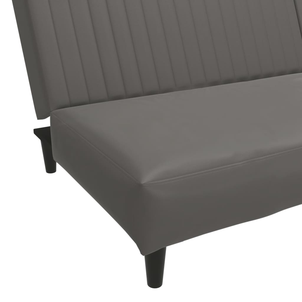 2-seater sofa bed in grey faux leather