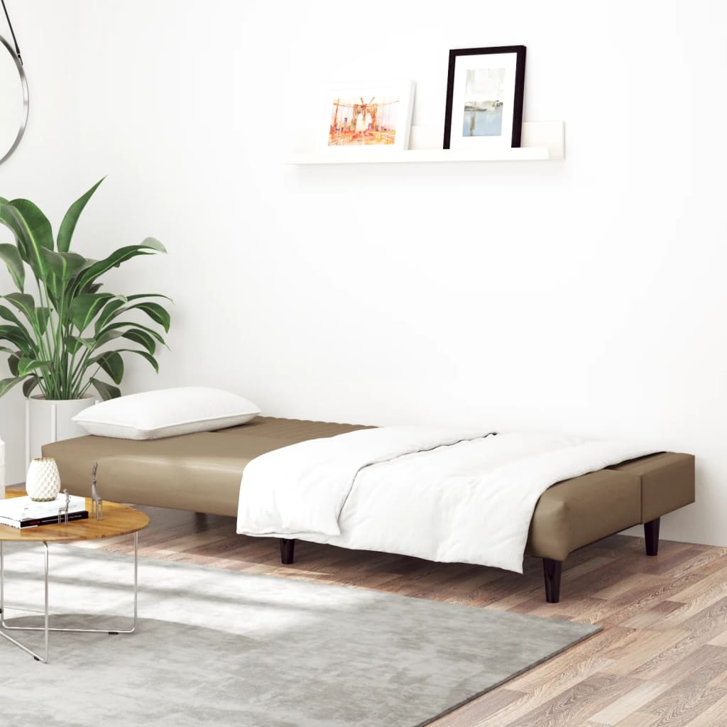 2-seater sofa bed in faux leather cappuccino