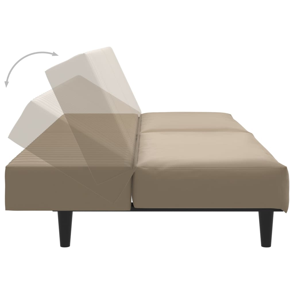 2-seater sofa bed in faux leather cappuccino
