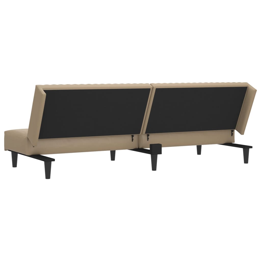 2-seater sofa bed in faux leather cappuccino