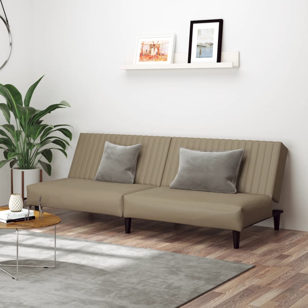 2-seater sofa bed in faux leather cappuccino