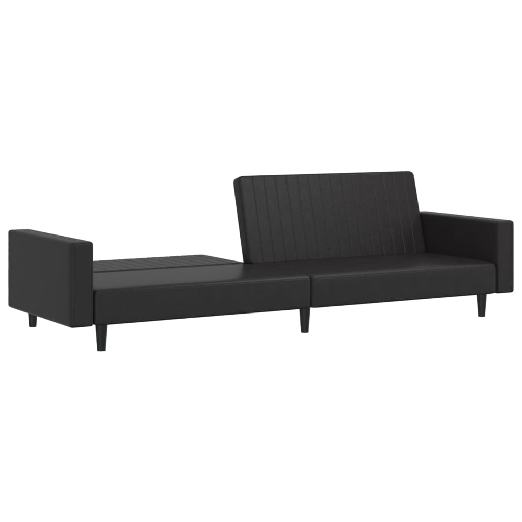 2-seater sofa bed in black faux leather