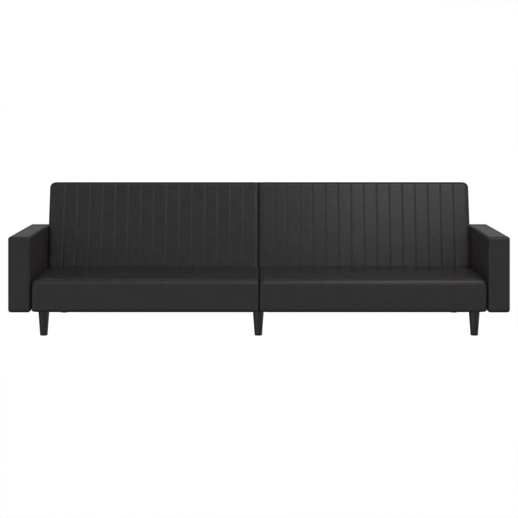 2-seater sofa bed in black faux leather