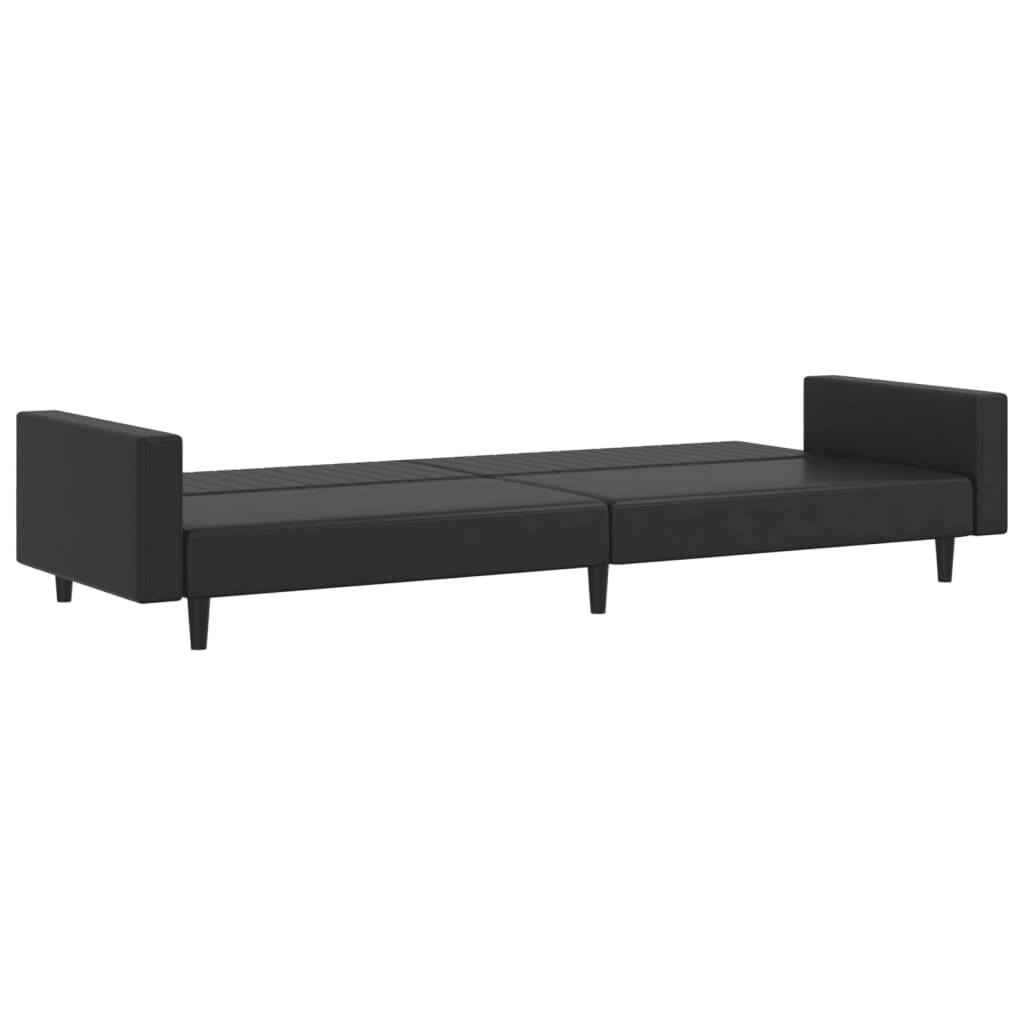 2-seater sofa bed in black faux leather