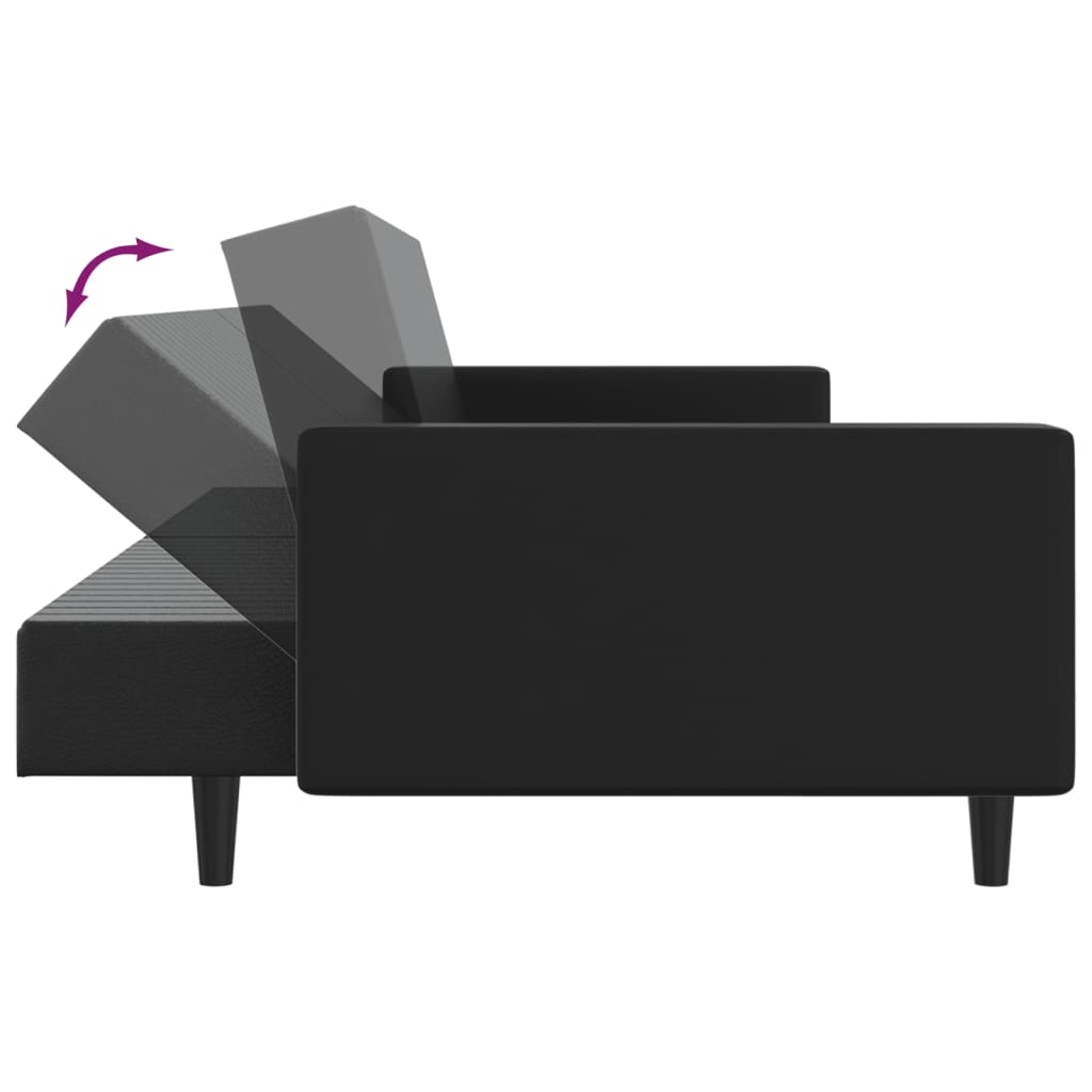 2-seater sofa bed in black faux leather