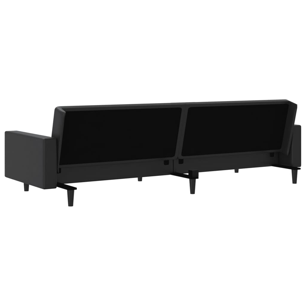 2-seater sofa bed in black faux leather
