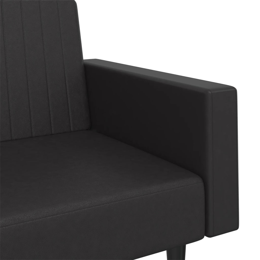 2-seater sofa bed in black faux leather