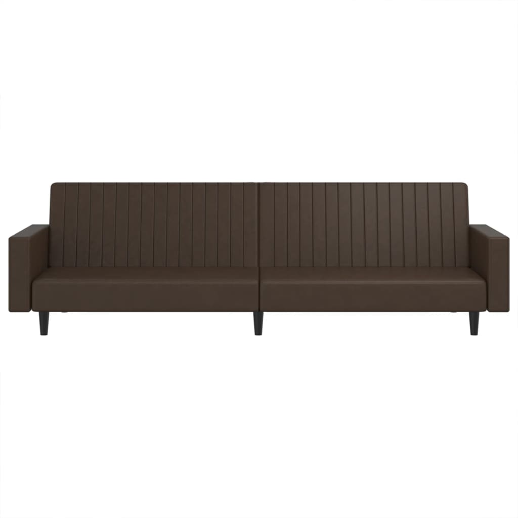 2-seater sofa bed in brown faux leather