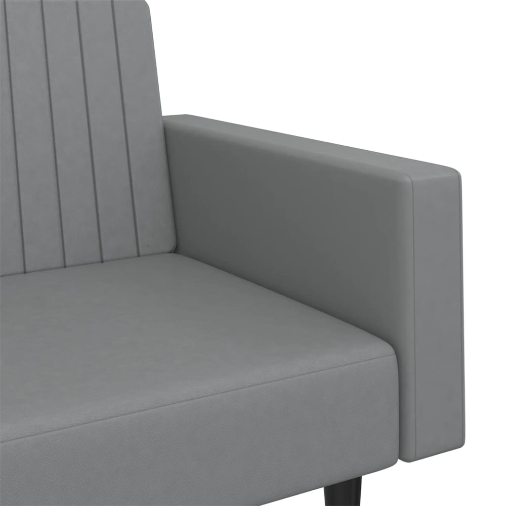2-seater sofa bed in grey faux leather