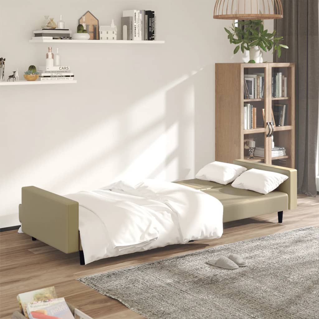 2-seater sofa bed in faux leather cappuccino