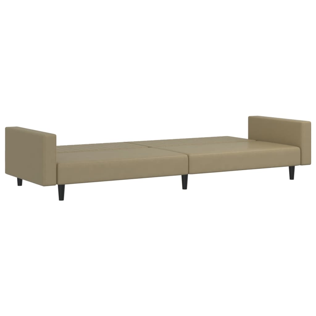2-seater sofa bed in faux leather cappuccino