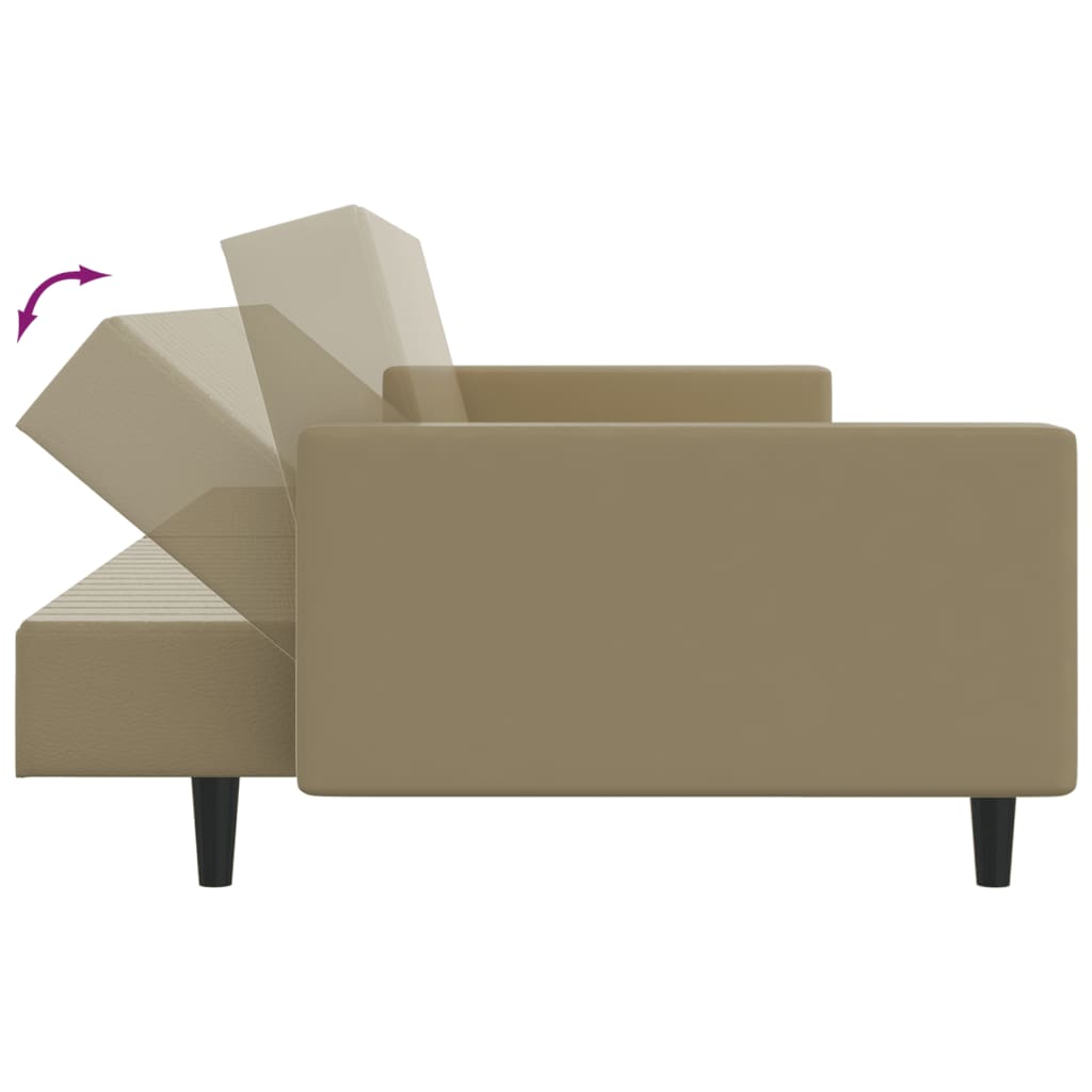 2-seater sofa bed in faux leather cappuccino
