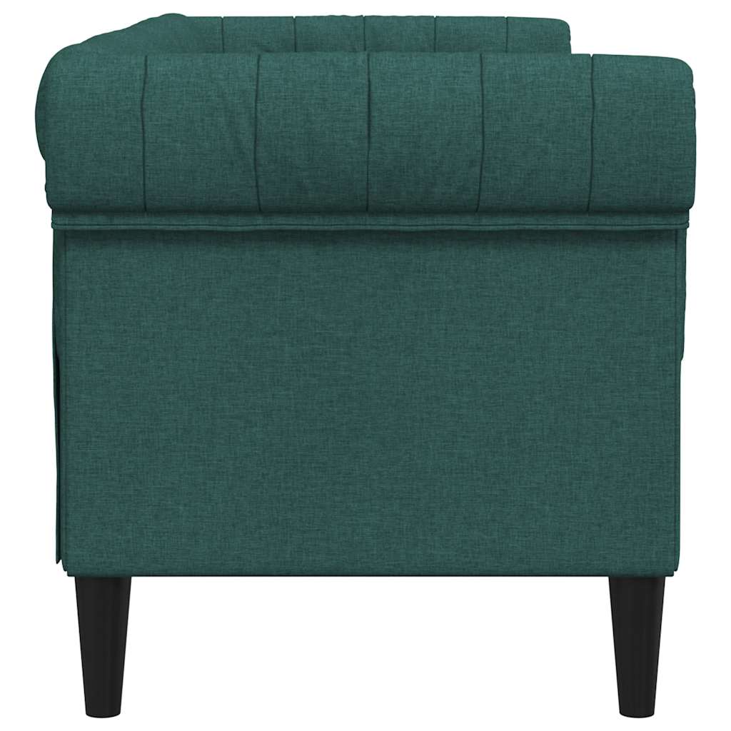 Chesterfield 2-seater sofa in dark green fabric