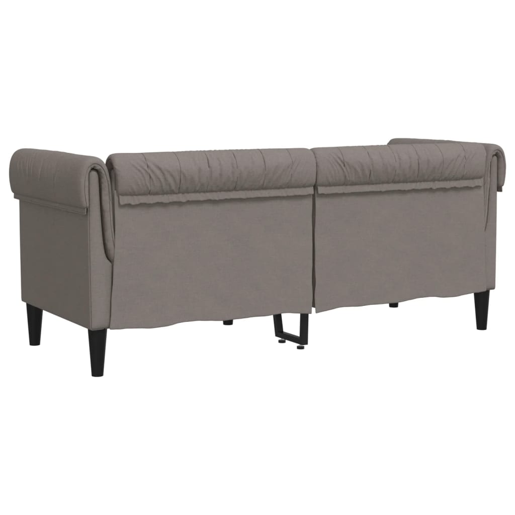Chesterfield 2-seater sofa in grey-brown fabric