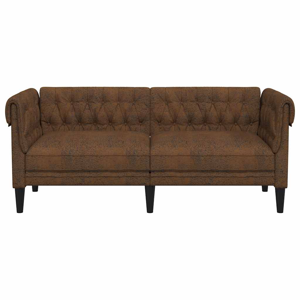 Sofá chesterfield 2 lugares tecido castanho