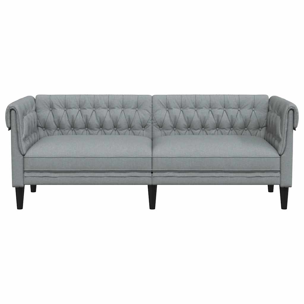 Chesterfield 3-seater sofa in light grey fabric