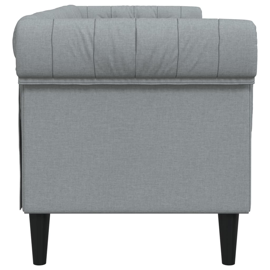 Chesterfield 3-seater sofa in light grey fabric