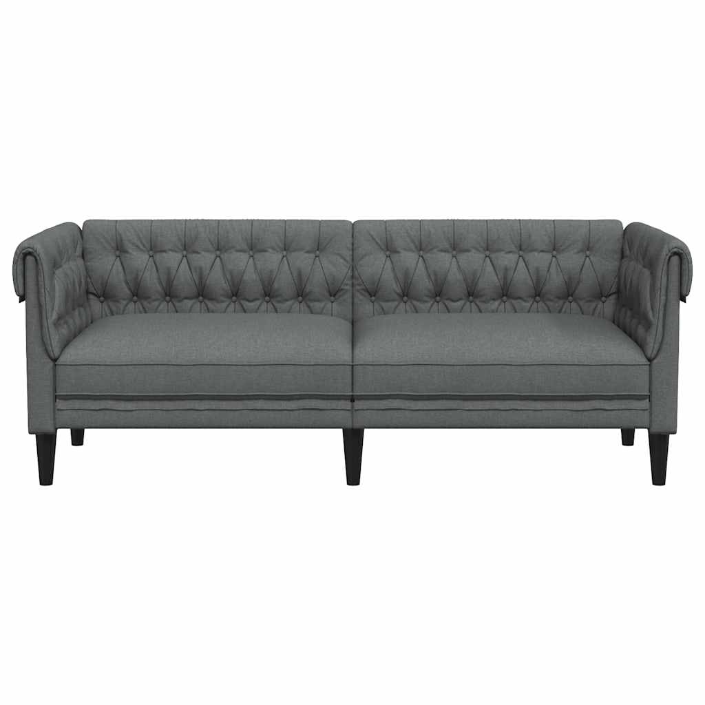 Chesterfield 3-seater sofa in dark grey fabric