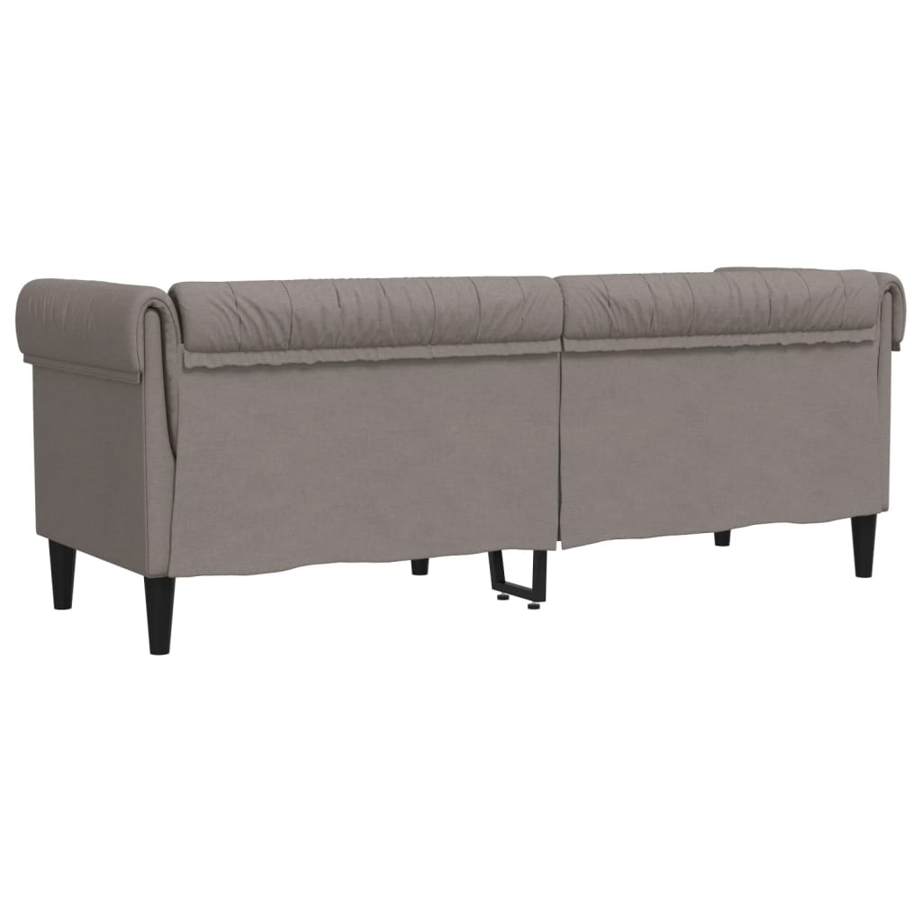 Chesterfield 3-seater sofa in grey-brown fabric