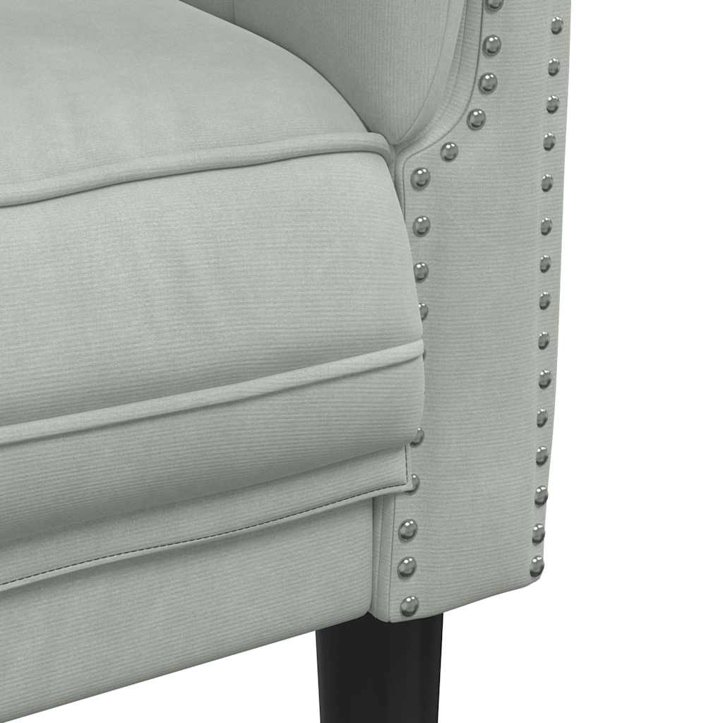 Light grey velvet armchair