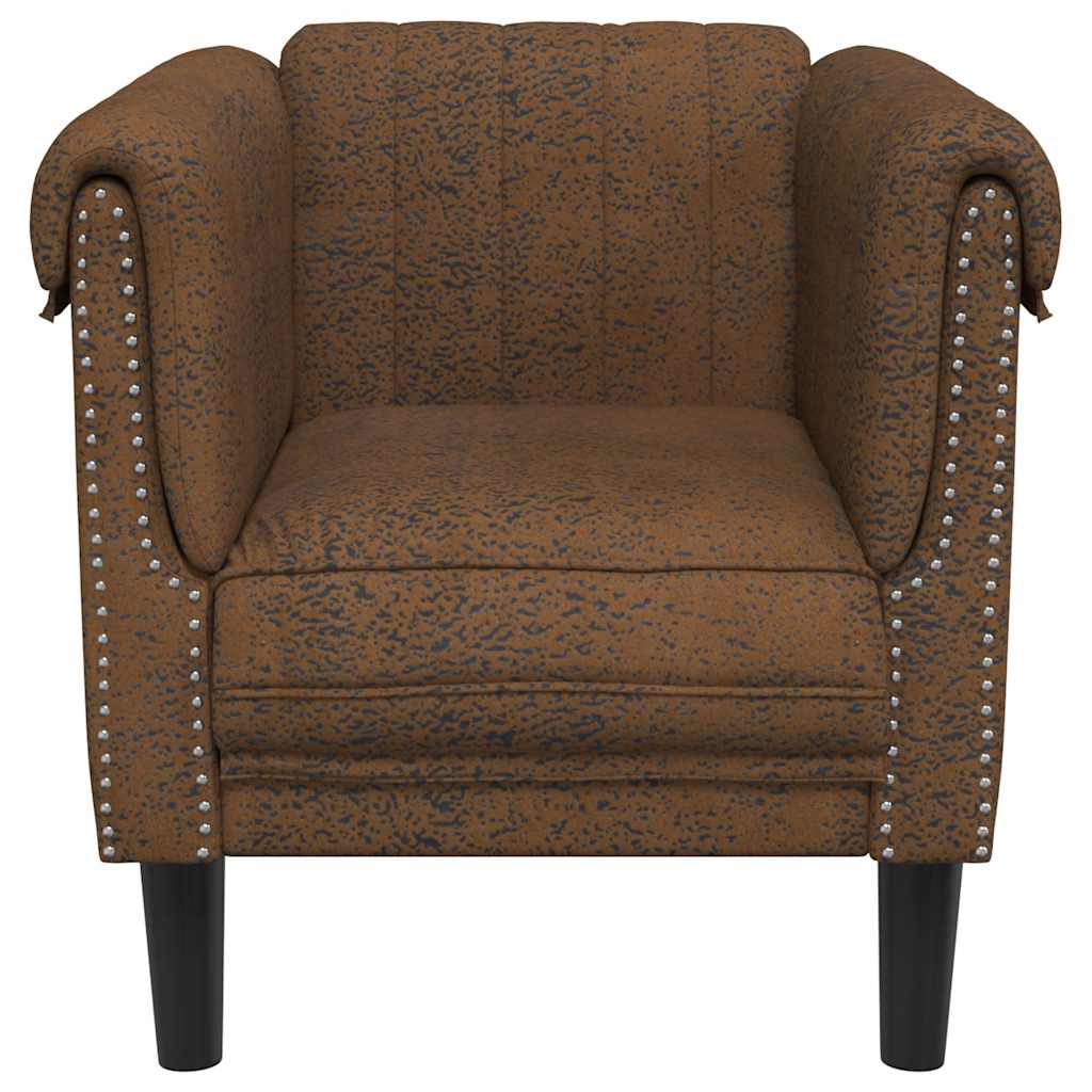 Brown faux suede armchair