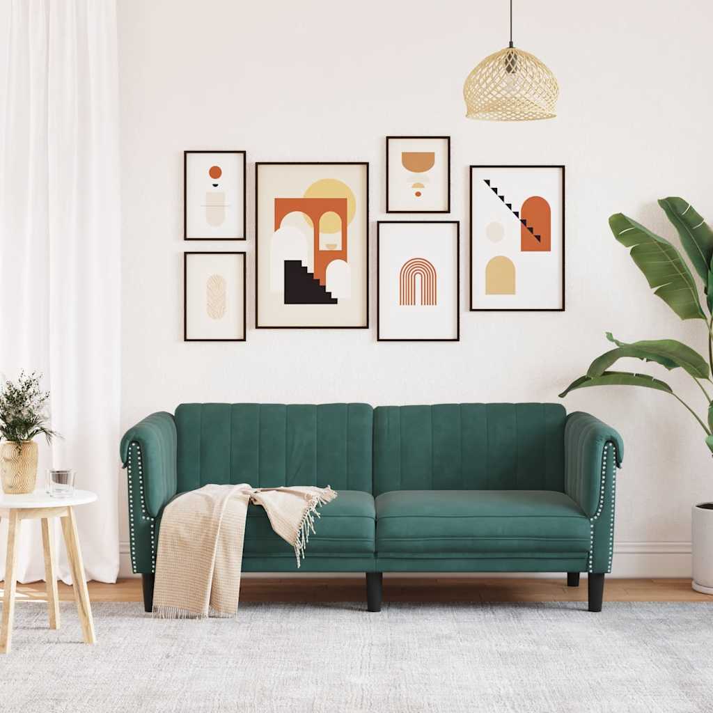 Dark green velvet 2-seater sofa