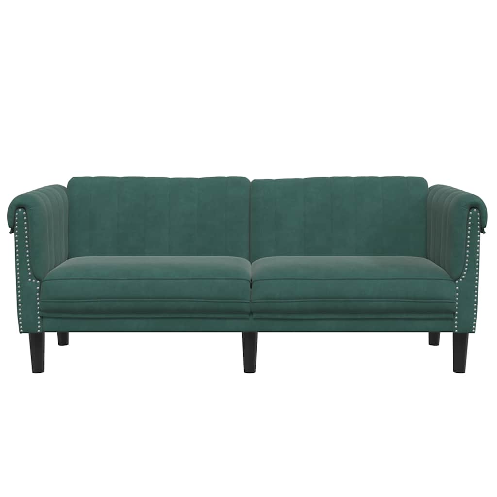 Dark green velvet 2-seater sofa