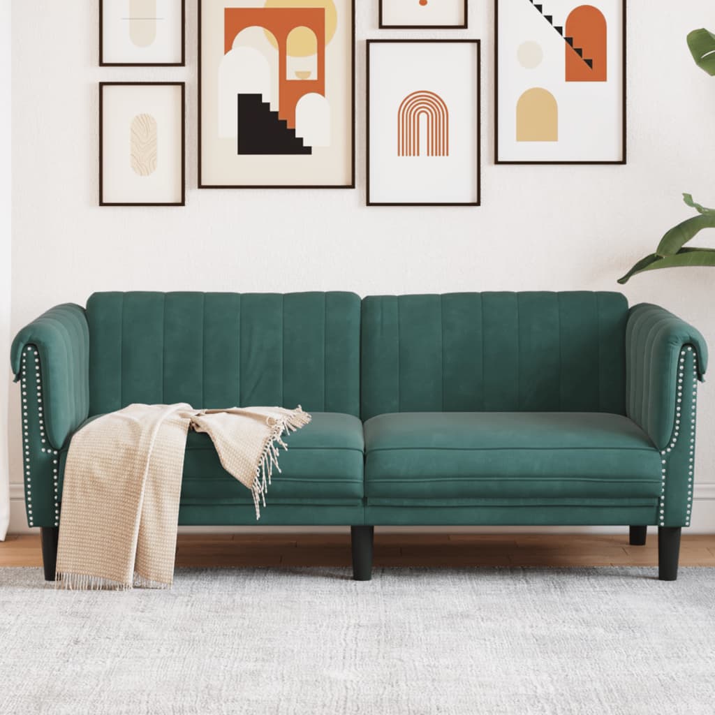Dark green velvet 2-seater sofa