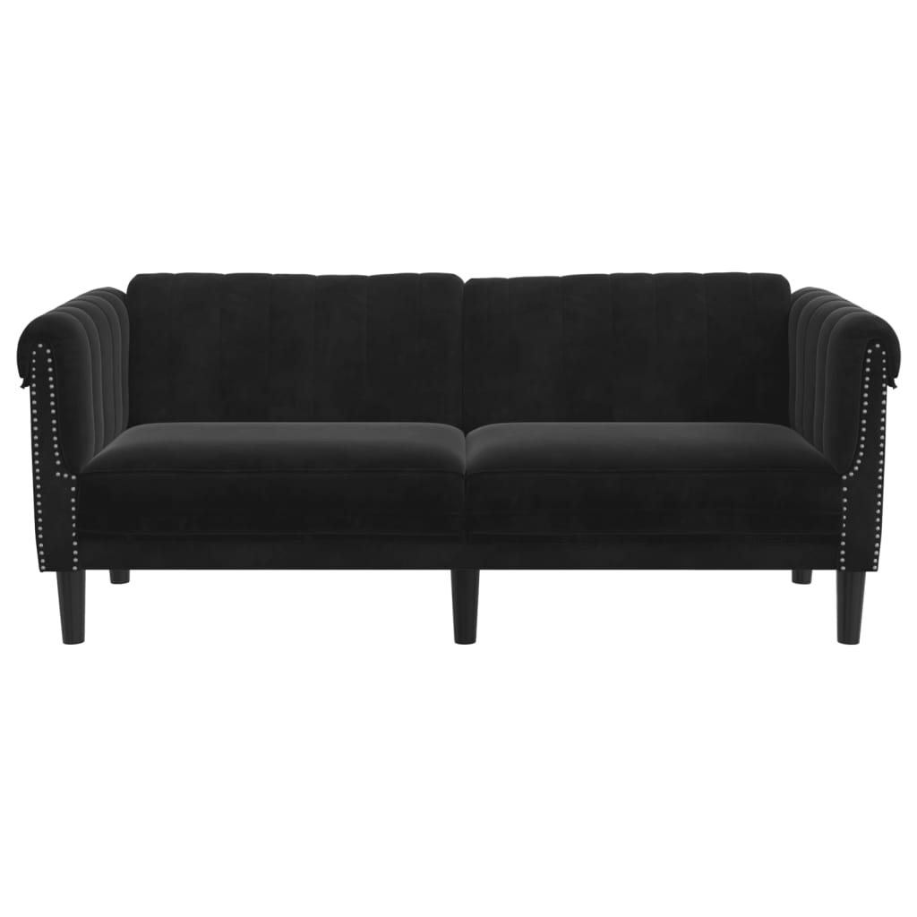 2 seater black velvet sofa
