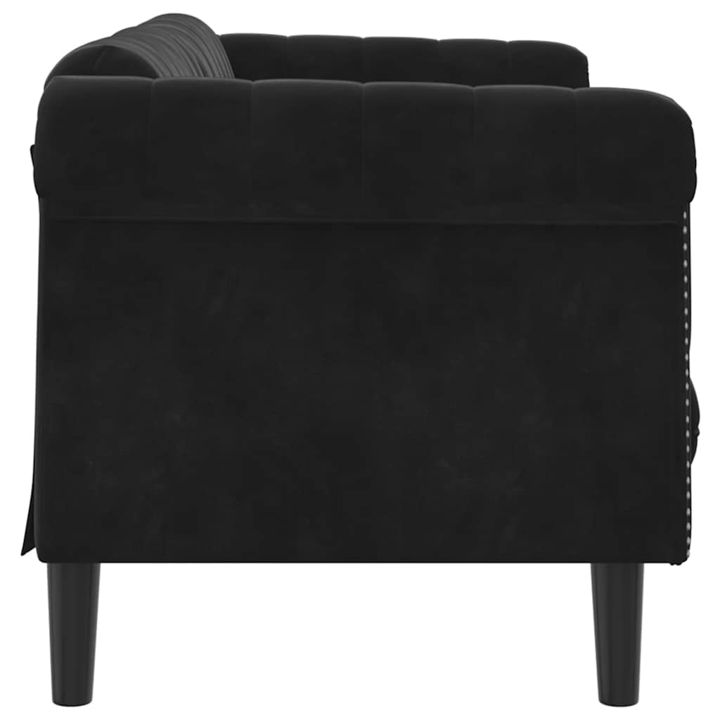 2 seater black velvet sofa